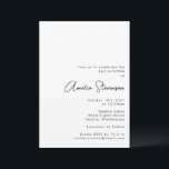 Convite Mínimo Moderno Bat Negro e Branco Mitzvah<br><div class="desc">Convite Mitzvah,  preto e branco minimalista moderno</div>