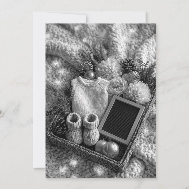 Convite Mínimo & Moderno com Purpurina | Celebração de Beb (Frente)