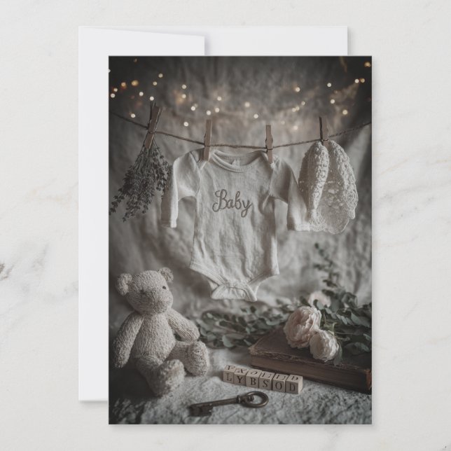 Convite Mínimo & Moderno com Purpurina | Limpo & Chique (Frente)