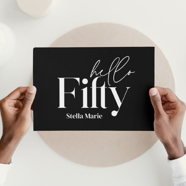 Convite Mínimo moderno de 50 anos preto e branco (Criador carregado)