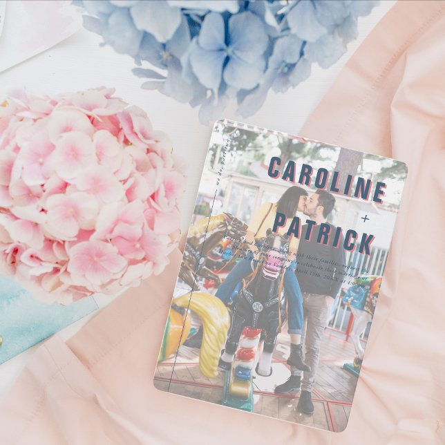 Convite Mínimo Moderno | Detalhes do casamento de fotos (Criador carregado)