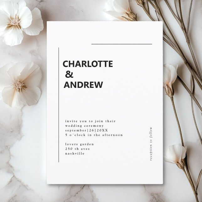 Convite Mínimo, moderno Einladung (Minimal, modern, white, Wedding Invitation.)