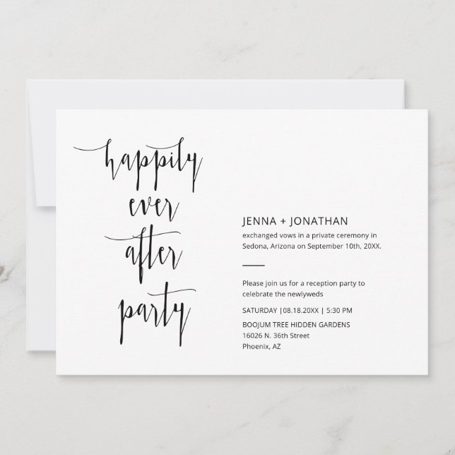 Convite Mínimo Moderno, Feliz Nunca Após Foto de Código QR (Frente)