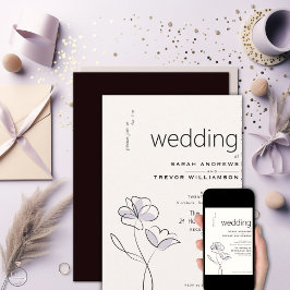 Convite Mínimo Moderno Floral Dusty Plum e Buff