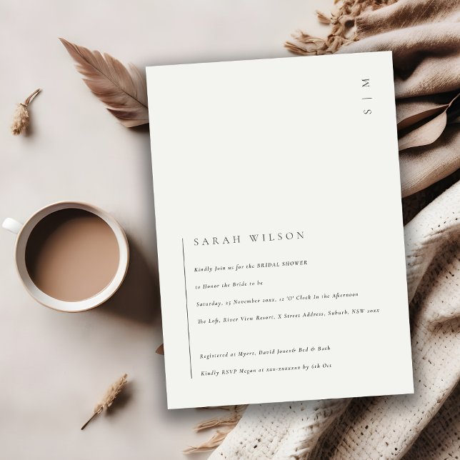 Convite mínimo moderno para Chás de panela preto e (Criador carregado)