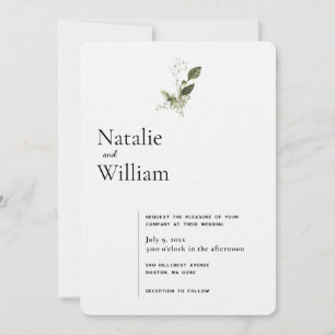 Convite Mínimo Moderno Primavera Greenery Wedding