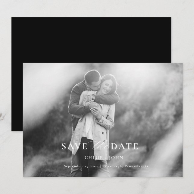 Convite Mínimo Moderno Salvar a Data (Frente/Verso)