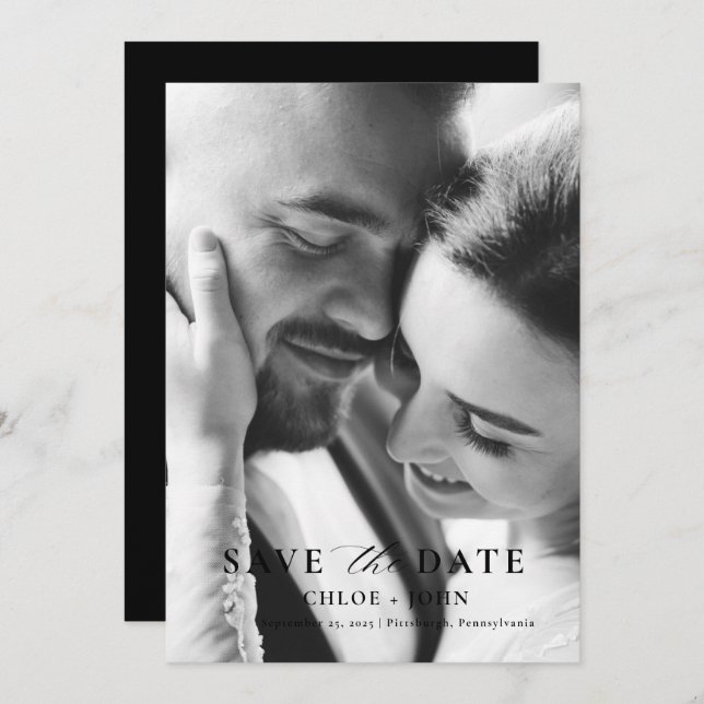 Convite Mínimo Moderno Salvar a Data (Frente/Verso)