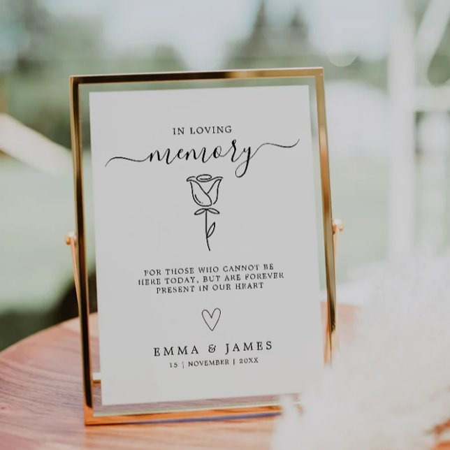 Convite Mínimo No Sinal De Casamento De Memória De Adorto (Minimalist In Loving Memory Wedding Sign Invitation)