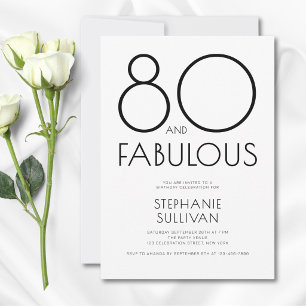 Convite Mínimo Oitenta e Fabuloso Aniversário de 80 anos