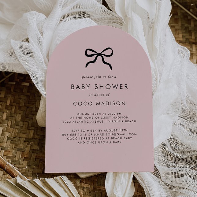 Convite mínimo para apresentação de Chás de fralda (Modern Minimalist Blush Pink Baby Shower Invitation)