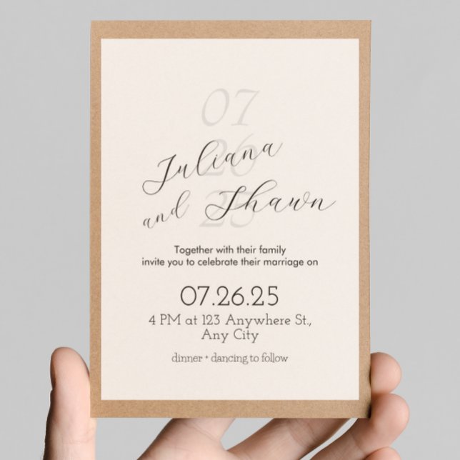 Convite mínimo para casamento preto e branco (Criador carregado)