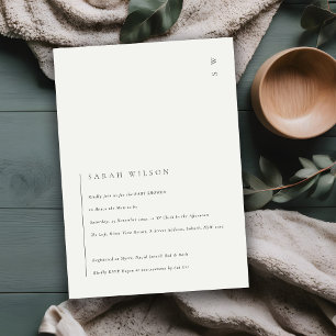 Convite mínimo para Chá de fraldas de Tipografia