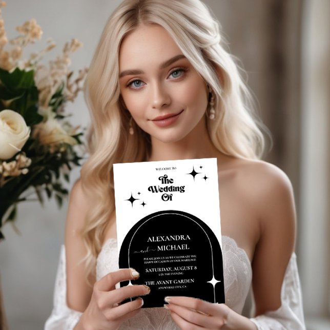 Convite Mínimo para Preto e Branco da Arca Retroat (Criador carregado)