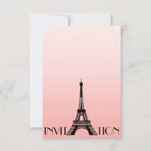 Convite Mínimo Paris Eiffel Tower Glam Rosa-Chic