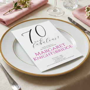 Convite Mínimo Setenta e Fabuloso Aniversário de 70 anos