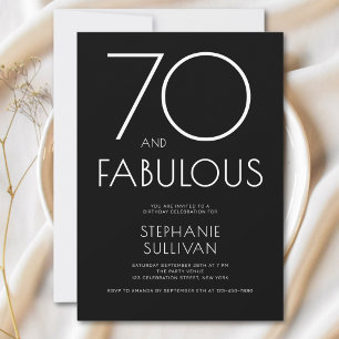 Convite Mínimo Setenta e Fabuloso Aniversário de 70 Anos P