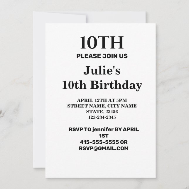 Convite Mínimo simples adicione seu nome de texto de logot (Frente)