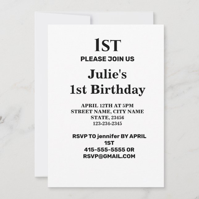 Convite Mínimo simples adicione seu nome de texto de logot (Frente)