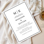 Convite Mínimo Simples e Chic | Casamento<br><div class="desc">Mínimo e Chic | Convite para Casamento Negro e Branco Estes fraldos elegantes,  modernos de casamento ou chás de panela apresentam um simples design de texto preto e branco que exumenta o estilo minimalista. Adicione suas iniciais ou monograma para torná-las completamente suas.</div>