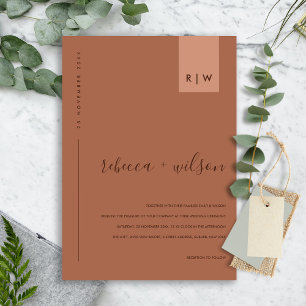 CONVITE MÍNIMO TERRACOTTA RUST ORANGE TYPOGRAPHY CASAMENTO