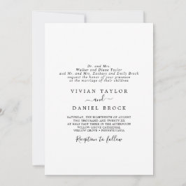 Convite Mínimo Tradicional Ambos os Pais Hospedando Casame