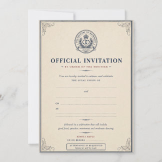 Convite Ministério do Casamento Humor Britânico Seco e Div