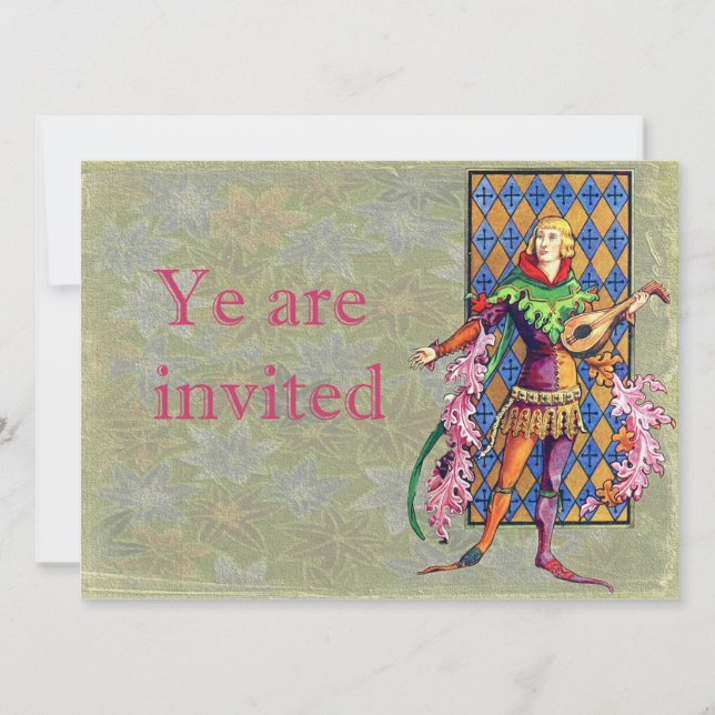 Convite Minstrel medieval e Lute (Frente)