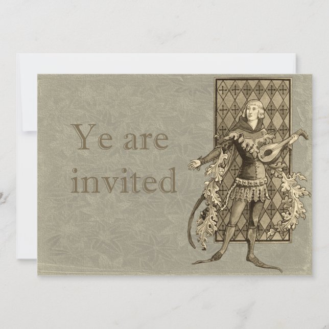 Convite Minstrel medieval e Lute (Frente)