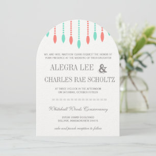 Convite Mint and Coral Modern Tear Drop Beaded Invitation