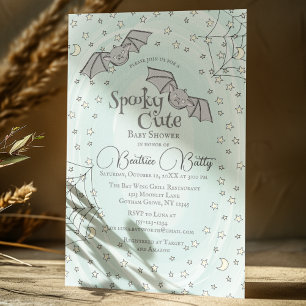 Convite Mint Bats Spooky Chá de fraldas Bonito