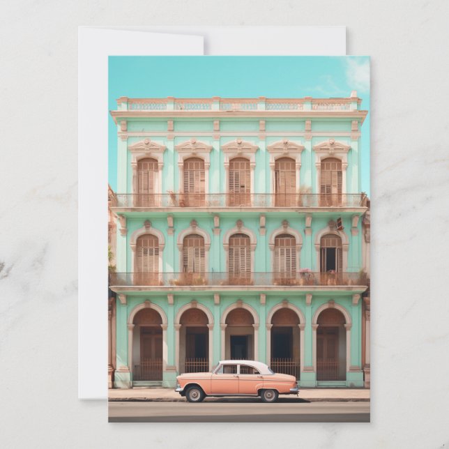 Convite Mint Building Peach Carro Havana Cuba (Frente)