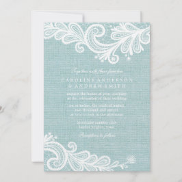 Convite Mint Burlap e Lace Wedding