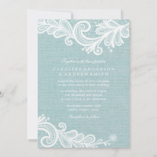 Convite Mint Burlap e Lace Wedding