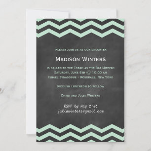 Convite Mint & Chalkboard Chevron Bat Mitzvah