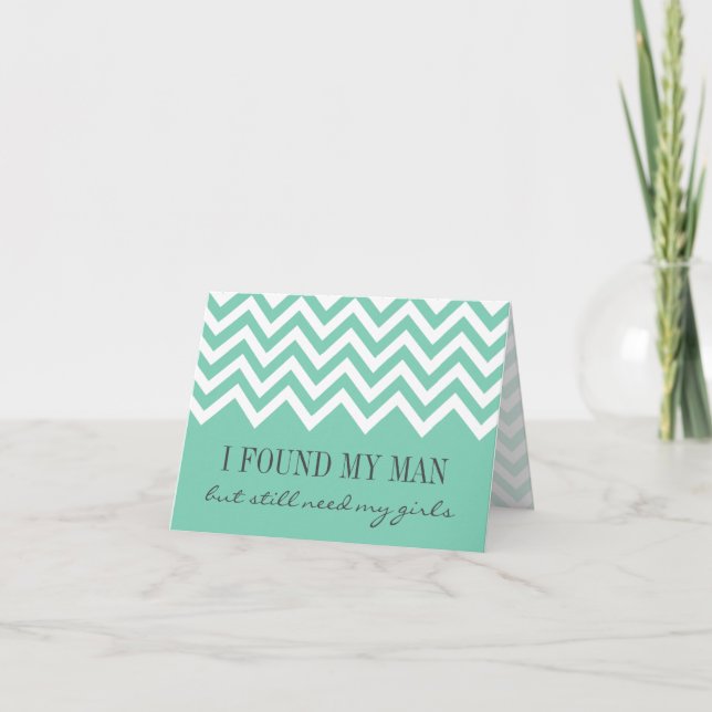 Convite Mint chevron Will you be my bridesmaid cards (Frente)