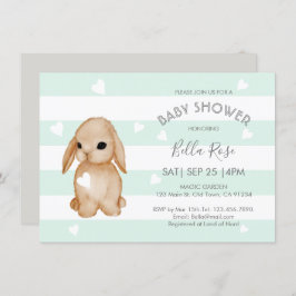 Convite Mint Cinza Bunny Baby Shower Invants