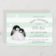 Mint Cinza Penguin Baby Shower