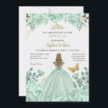 Convite Mint Dourado Floral Princess Butterfly Sweet 16<br><div class="desc">Elegante Mint Dourada Butterfly Floral Princess Butterfly Sweet 16 Convite</div>