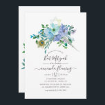 Convite Mint e Blue Watercolor Boho Floral Bat Mitzvah<br><div class="desc">Mint e Blue Boho Chic Batat Mitzvah convidam com tipografia elegante.</div>