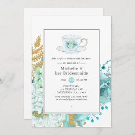 Convite Mint Floral Wedding Bridesmaids Luncheon