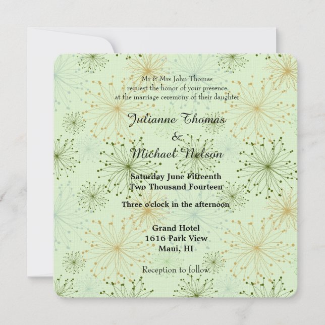 Convite Mint Floral Whimsy Wedding (Frente)