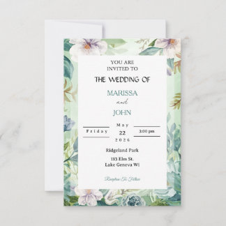 Convite Mint Garden Elegance Wedding Invitation
