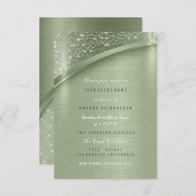 Convite Mint Glitter Chá de panela Birthday Doce 16º (Frente/Verso)