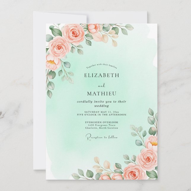 Convite Mint Green Breathtaking Spring Wedding (Frente)