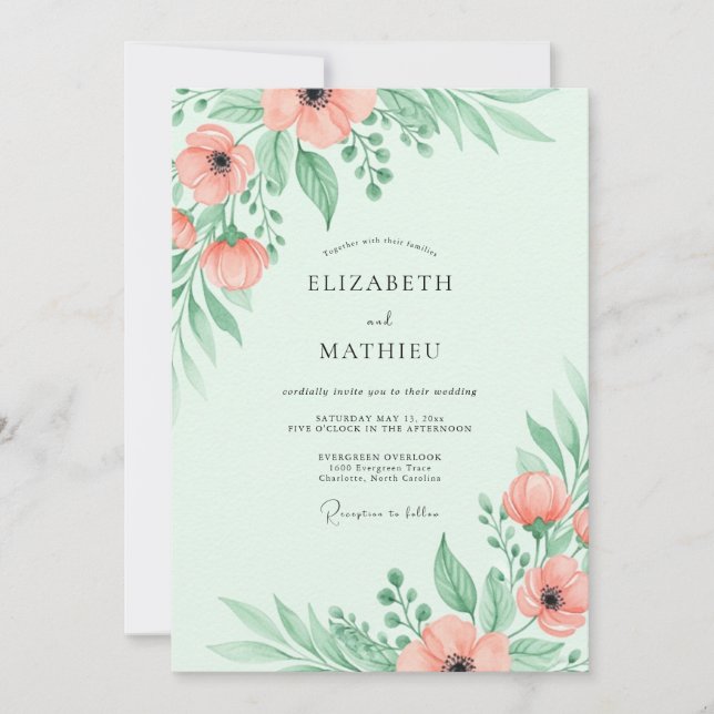 Convite Mint Green Breezy Spring Wedding (Frente)