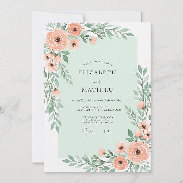 Convite Mint Green Charming Botanical Wedding (Frente)