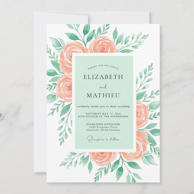 Convite Mint Green Effervescent Spring Wedding (Frente)