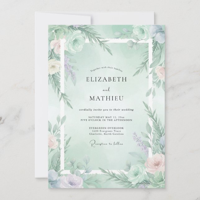 Convite Mint Green Ethereal Winter Wedding (Frente)