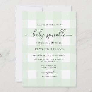 Convite Mint Green Gingham Baby Sprinkle